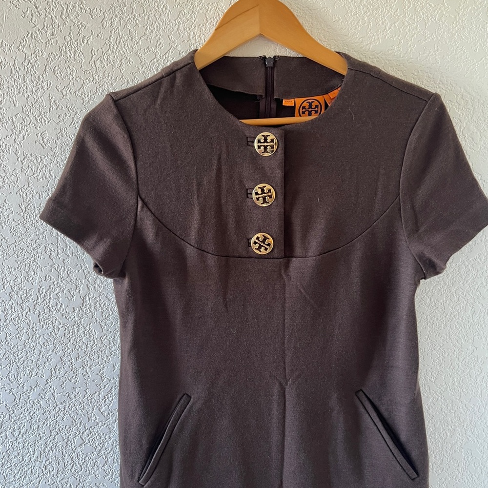 Tory Burch Wool Blend Dress Women's
Size SMALL Brown Office Career Business Gold - Picture 3 of 9